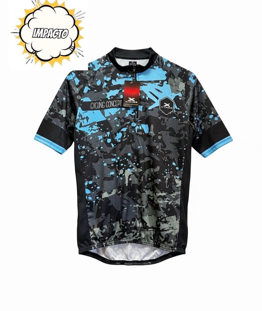 Camiseta de ciclista camuflaje negro-celeste